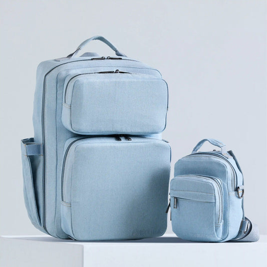 Classic Denim Mini Sling Bag & Backpack Bundle