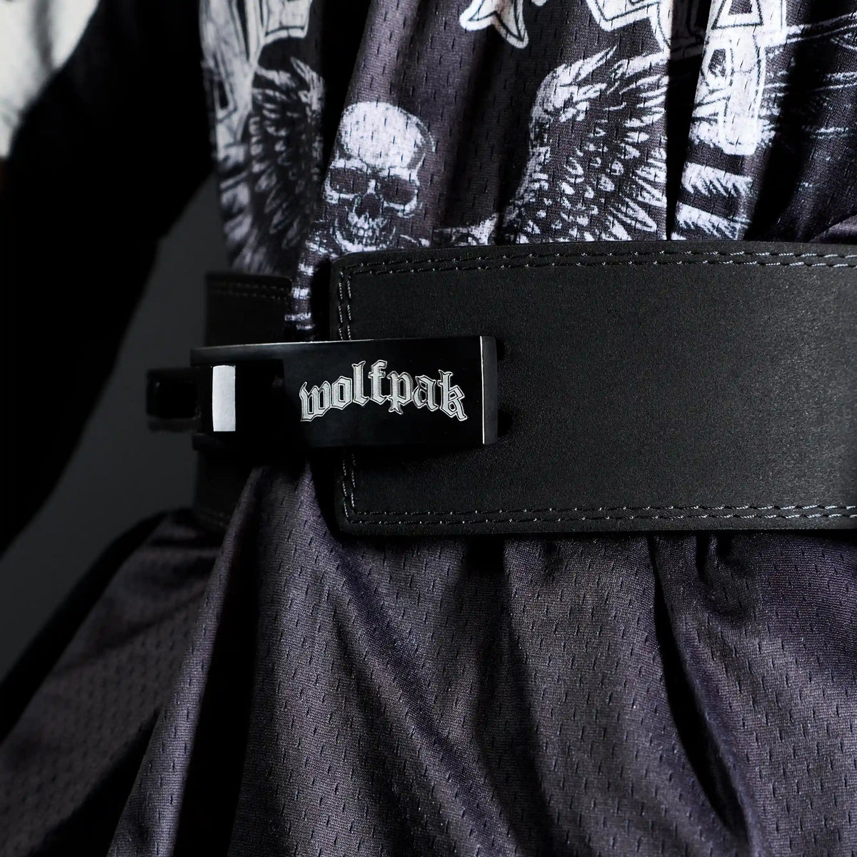 10mm Deathwing Logo Black Lever Lock Leather Belt