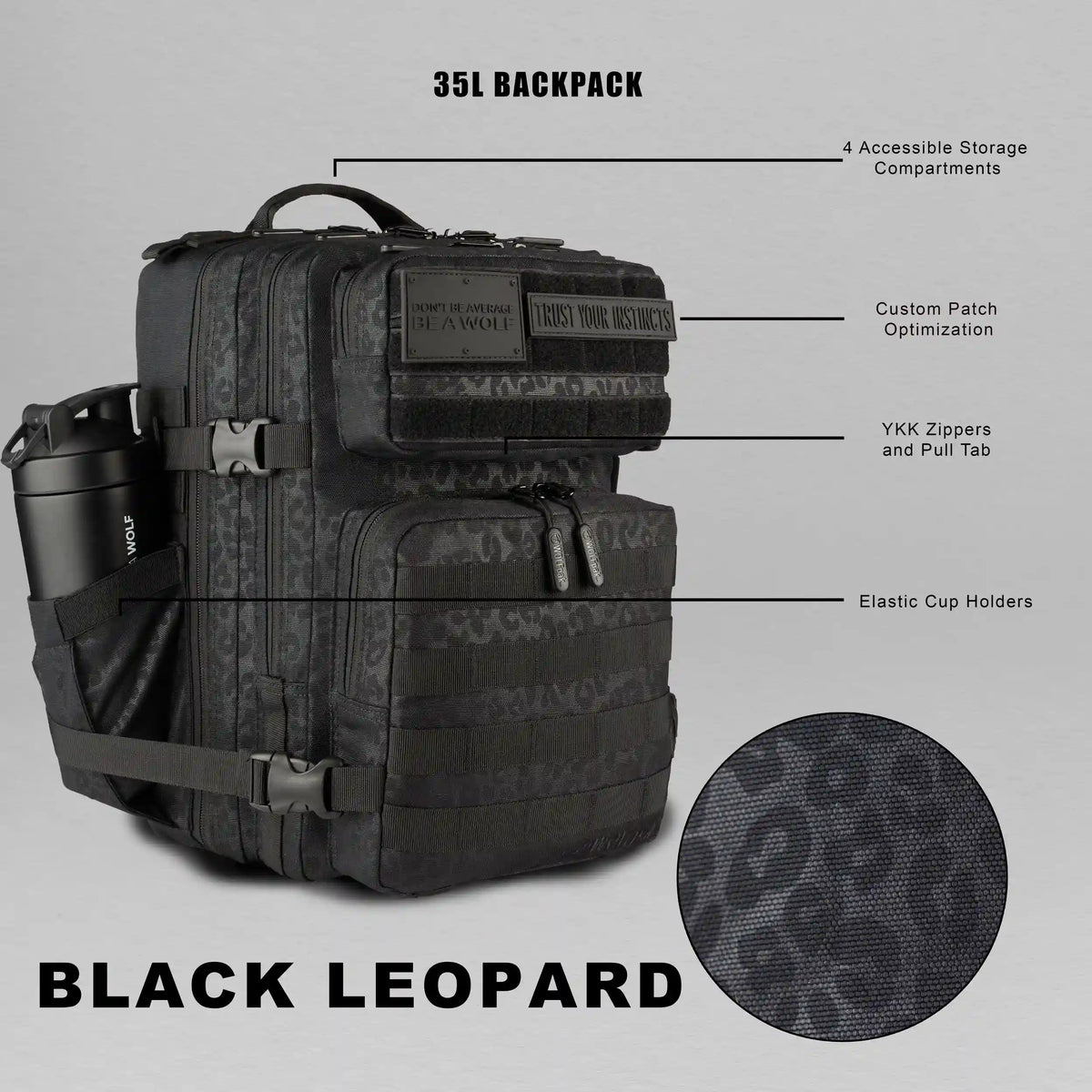 35L Backpack Black Leopard
