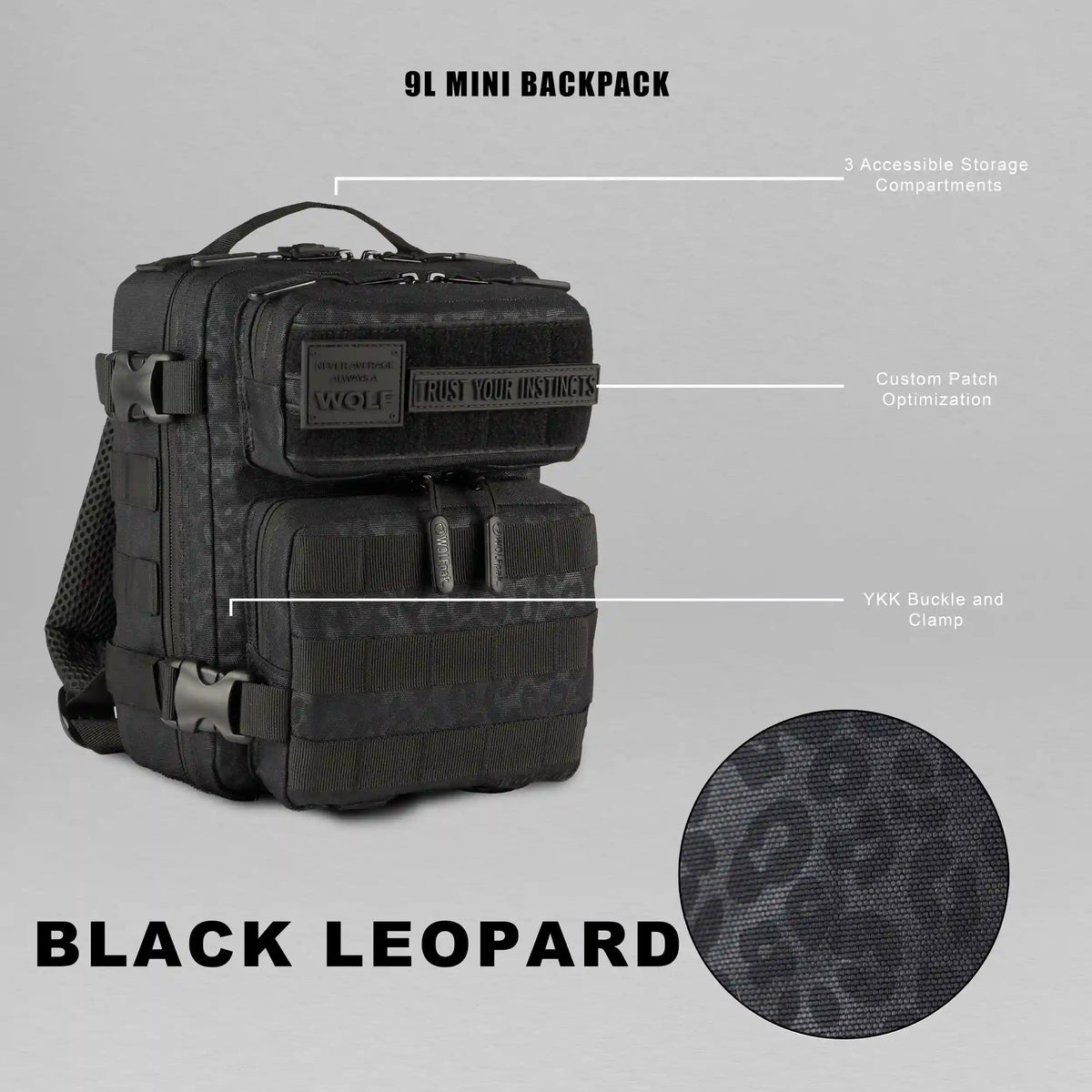 9L Backpack Mini Black Leopard