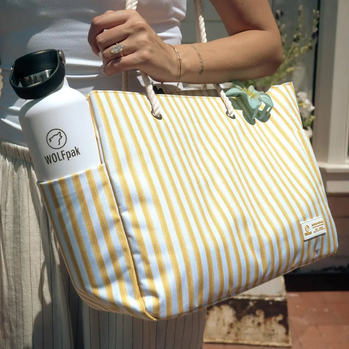 Tote Bag Yellow Stripes Sale