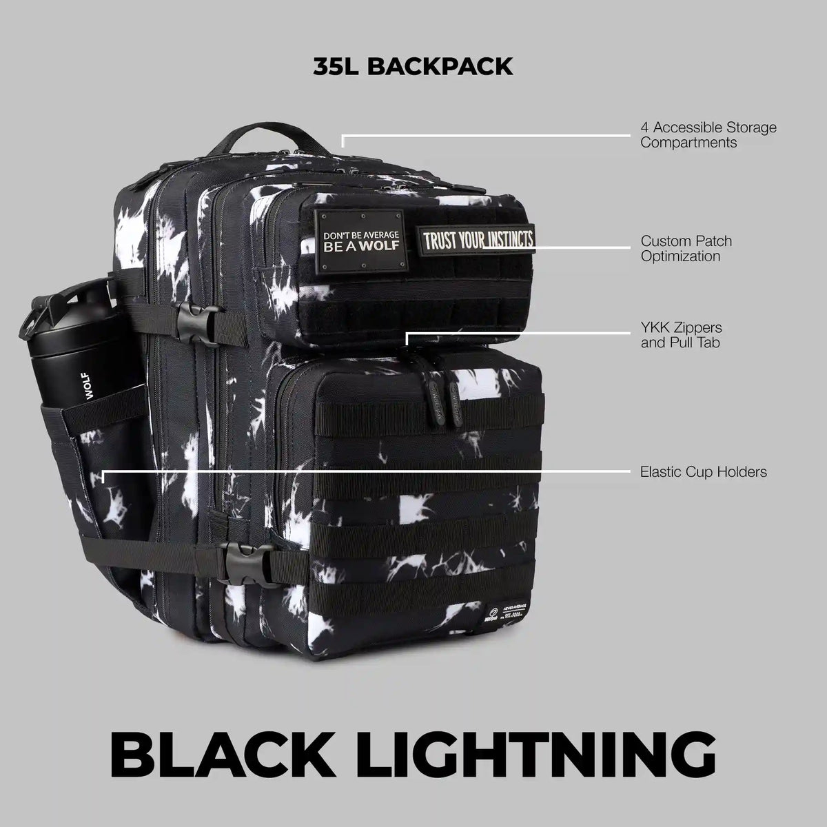 35L Backpack Black Lightning