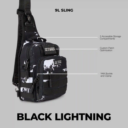 9L Tactical Sling Bag Black Lightning