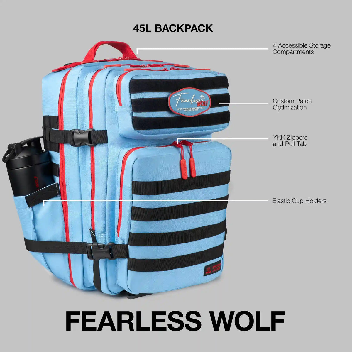45L Backpack Fearless Wolf