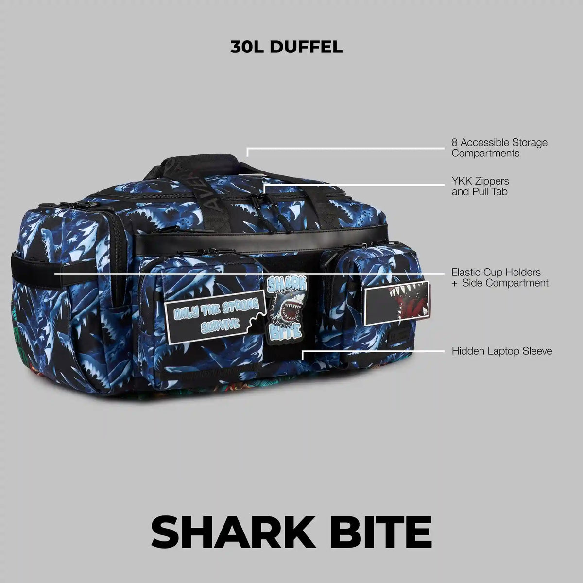 30L Perfect Duffle Bag Shark Bite