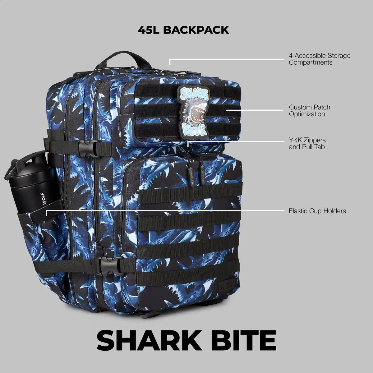 45L Backpack Shark Bite